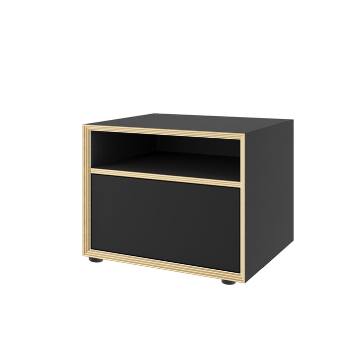 Müller Small Living - Vertiko small chest of drawers with large drawer at the bottom, black matt