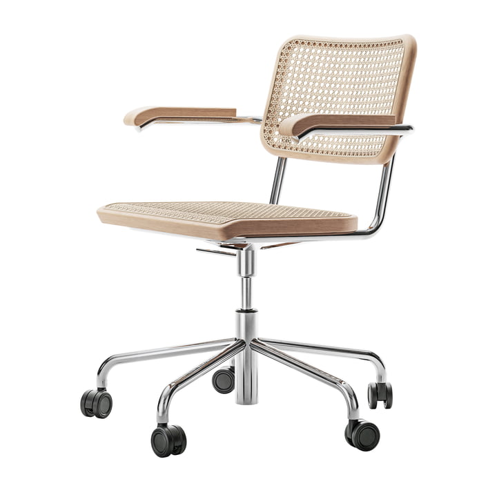 Thonet - S 64 VDR office chair, chrome-plated frame / natural beech TP17 / wickerwork