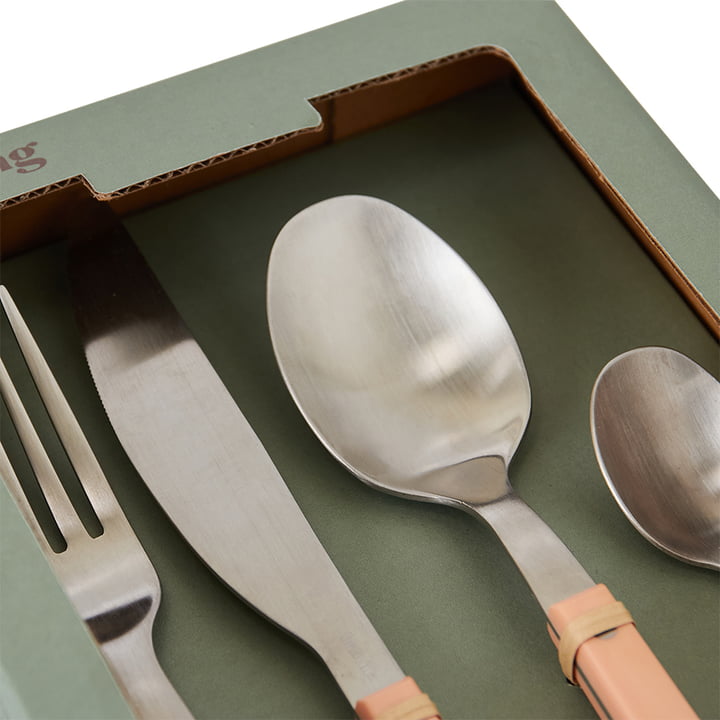 HKliving - 70's cutlery set, olive (set of 16)