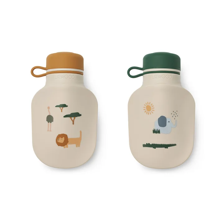 LIEWOOD - Lizzie smoothie bottle incl. spoon, Safari, sandy mix (set of 2)
