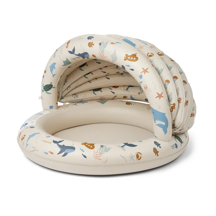 LIEWOOD - Hadleia pool with roof, Ø 108 cm, Sea creature / sandy