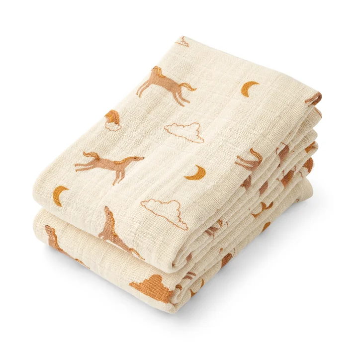 LIEWOOD - Lewis muslin cloths made from organic cotton, Dream, ecru (set of 2)