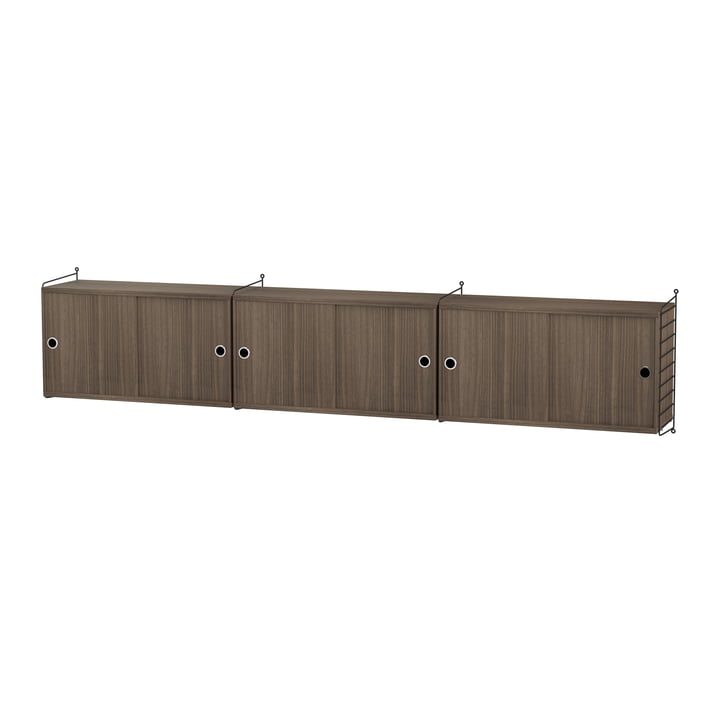 String - Wall cabinet, 240 x 50 x 30 cm, walnut / black