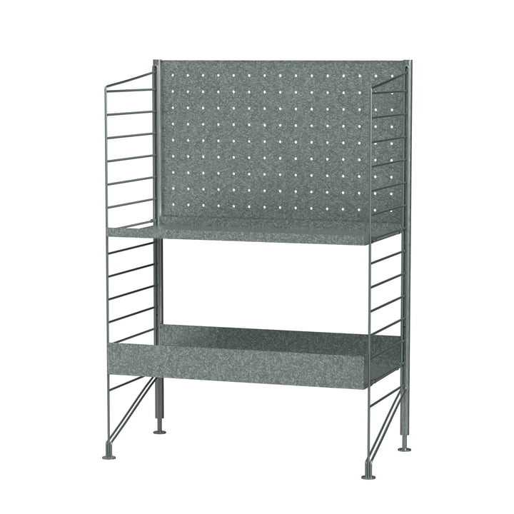 String - System Outdoor Standing shelf 58 x 85 x 30 cm, silver / galvanized (without hooks)