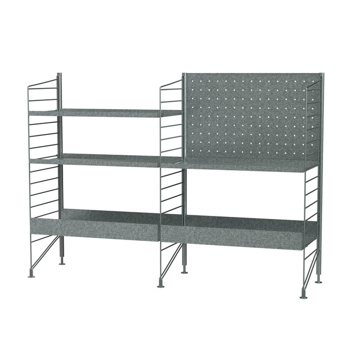 String - System Outdoor Standing shelf 116 x 85 x 60 cm, silver / galvanized