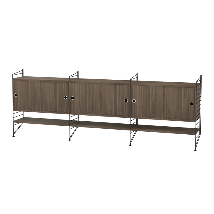 String - Sideboard, 240 x 85 x 30 cm, walnut / black