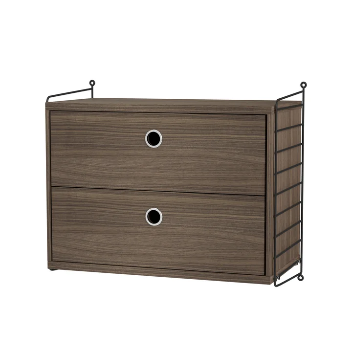 String - Bedside table, 58 x 50 x 30 cm, walnut / black