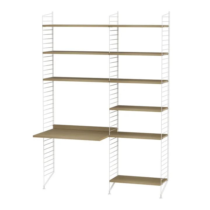 String - Workstation combination, 140 x 200 x 30 cm, oak / white