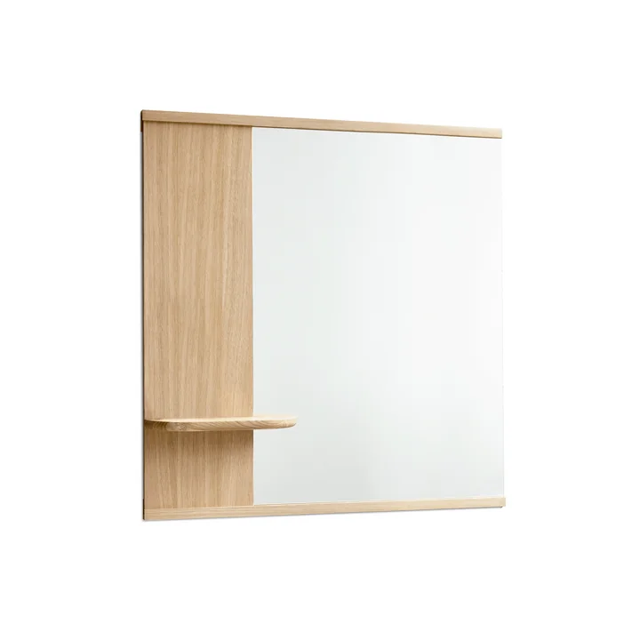Moebe - Wall mirror with shelf, natural oak