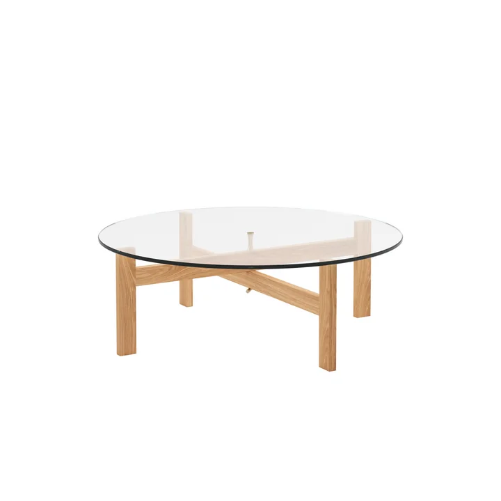 Moebe - Coffee table, Ø 88 cm, natural oak / glass