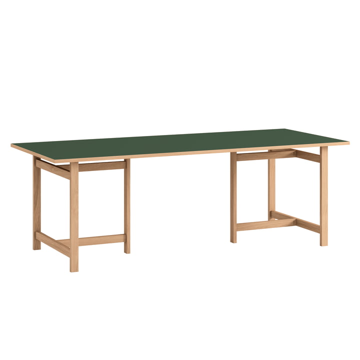 Moebe - Dining table, 90 x 220 cm, natural oak / green