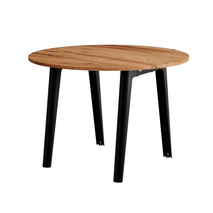 TipToe - NEW MODERN Dining table Ø 110 cm, recycled reclaimed wood / graphite black