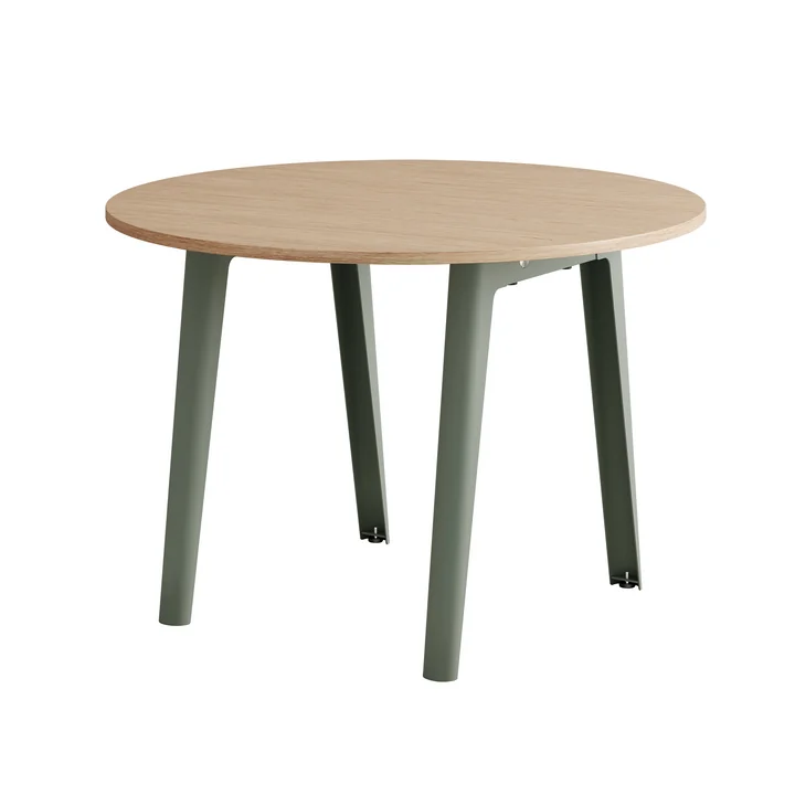 TipToe - NEW MODERN round dining table Ø 110 cm, oak / eucalyptus gray