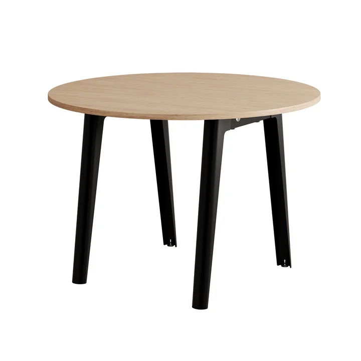 TipToe - NEW MODERN round dining table Ø 110 cm, oak / graphite black
