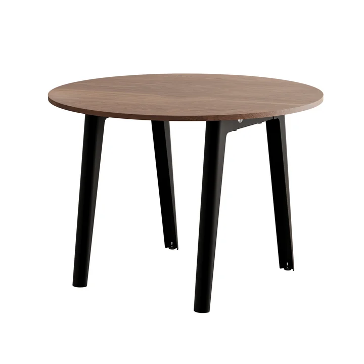 TipToe - NEW MODERN round dining table Ø 110 cm, walnut / graphite black