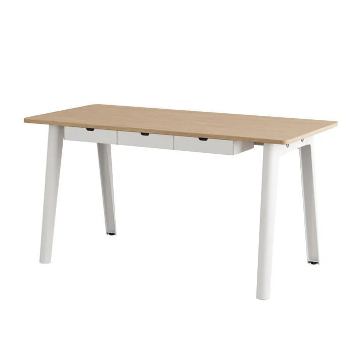 TipToe - NEW MODERN Desk with drawers, 75 x 150 cm, birch / cloudy white