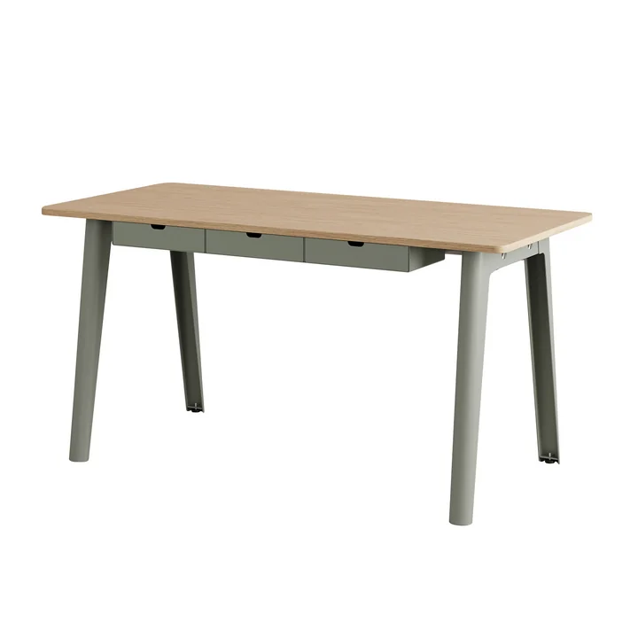 TipToe - NEW MODERN Desk with drawers, 75 x 150 cm, birch / eucalyptus gray