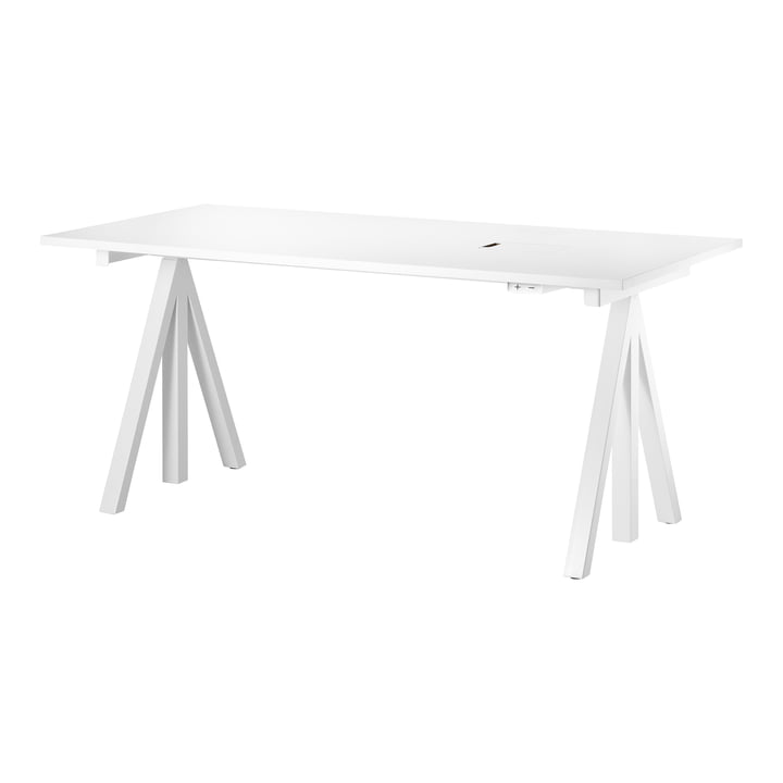 String - Works Desk, height-adjustable, white, table top 160 x 78 cm