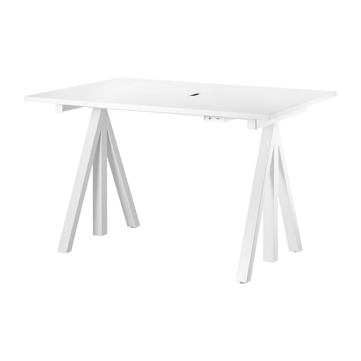 String - Works Desk, height-adjustable, white, table top 120 x 78 cm