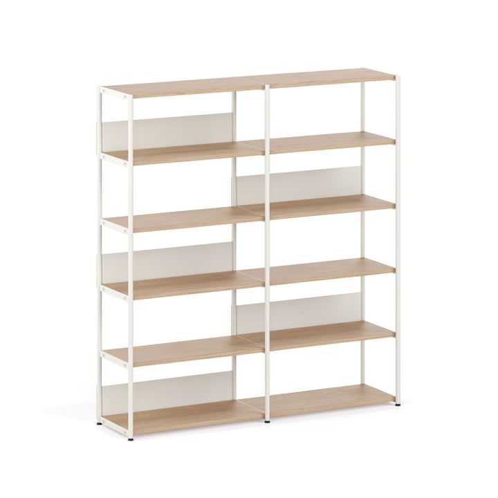 TipToe - Unit Shelving system, H 180 x 164 cm, oak / cream white