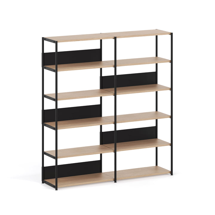 TipToe - Unit Shelving system, H 180 x 164 cm, oak / graphite black