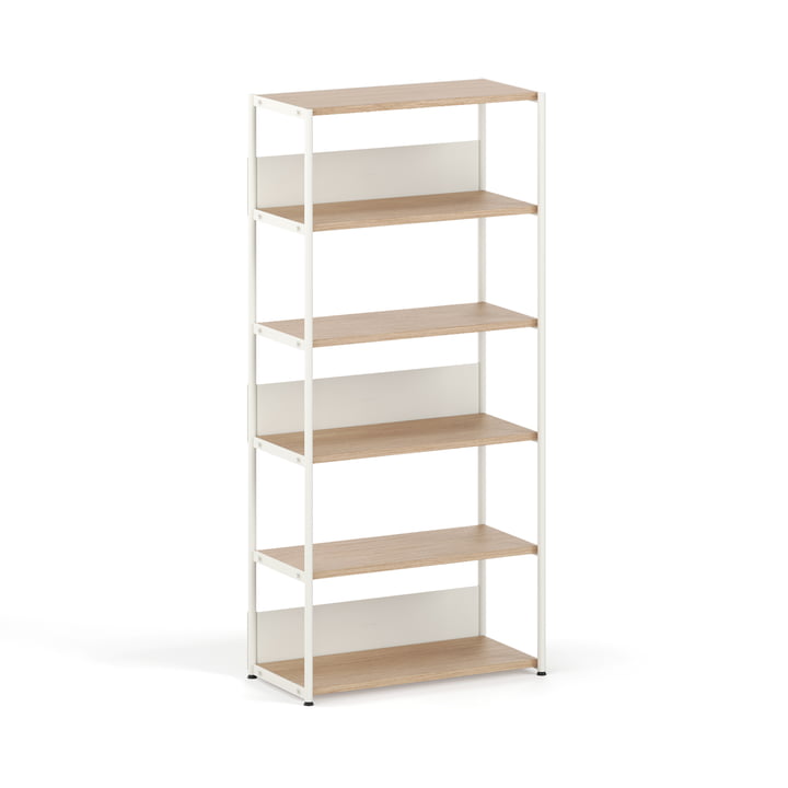 TipToe - Unit Shelving system, H 180 x 84 cm, oak / cream white