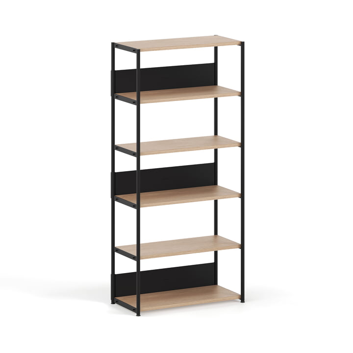 TipToe - Unit Shelving system, H 180 x 84 cm, oak / graphite black