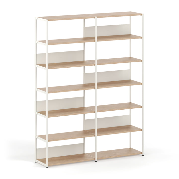 TipToe - Unit Shelving system, H 215 x 164 cm, oak / cream white