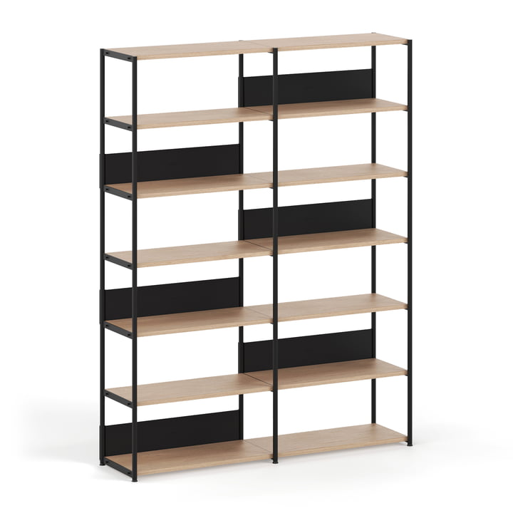 TipToe - Unit Shelving system, H 215 x 164 cm, oak / graphite black