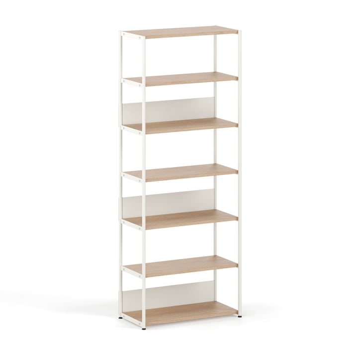 TipToe - Unit Shelving system, H 215 x 84 cm, oak / cream white