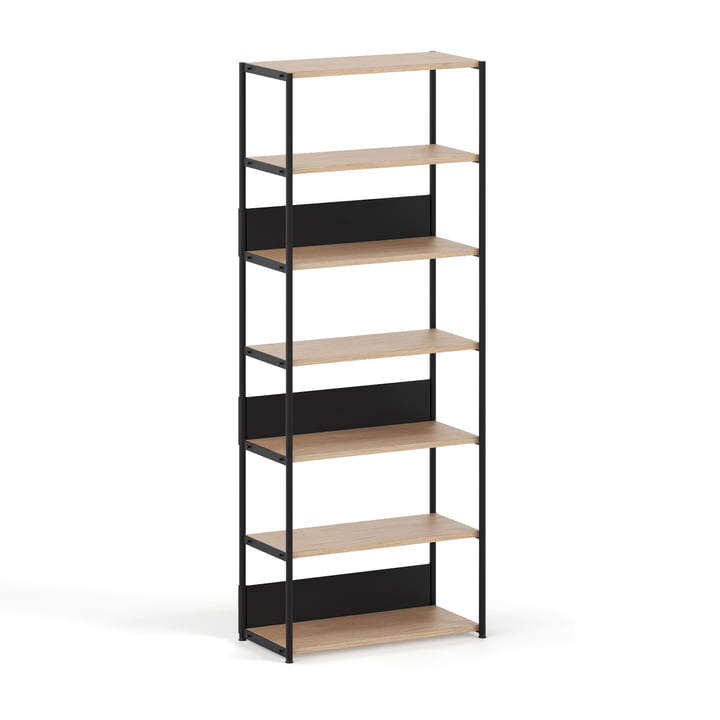 TipToe - Unit Shelving system, H 215 x 84 cm, oak / graphite black