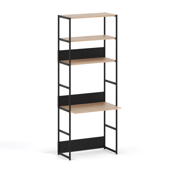 TipToe - Unit Desk system, H 215 x 84 cm, oak / graphite black