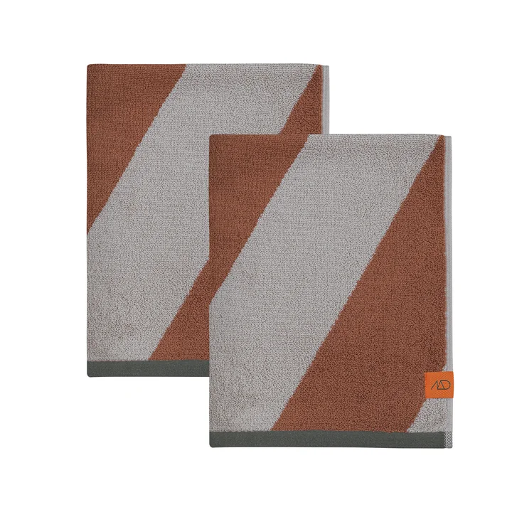 Mette Ditmer - Diagonal Guest towel, 40 x 55 cm, brick (set of 2)