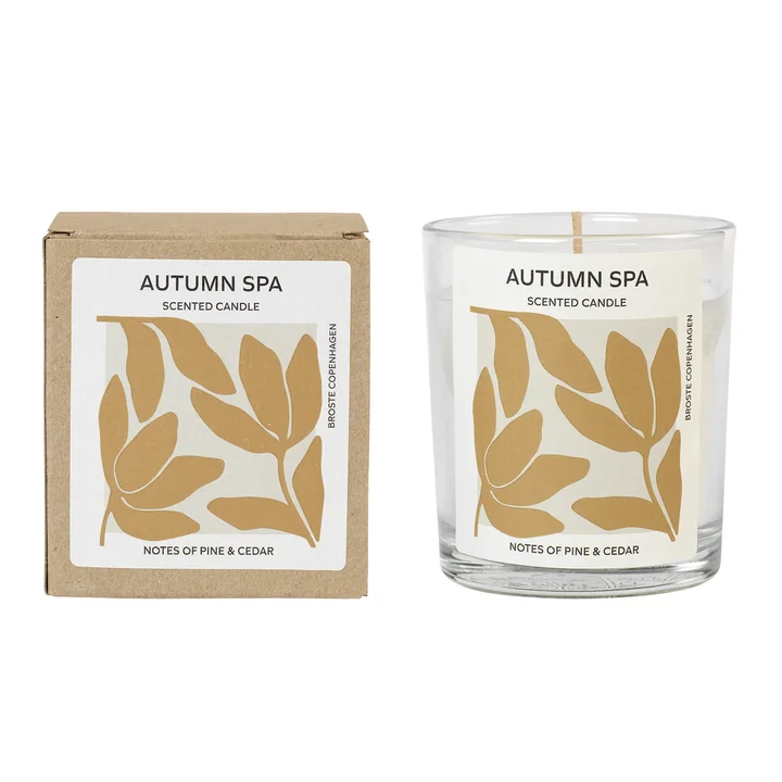 Broste Copenhagen - Autumn Spa scented candle, Ø 7.4 x H 8.3 cm, white