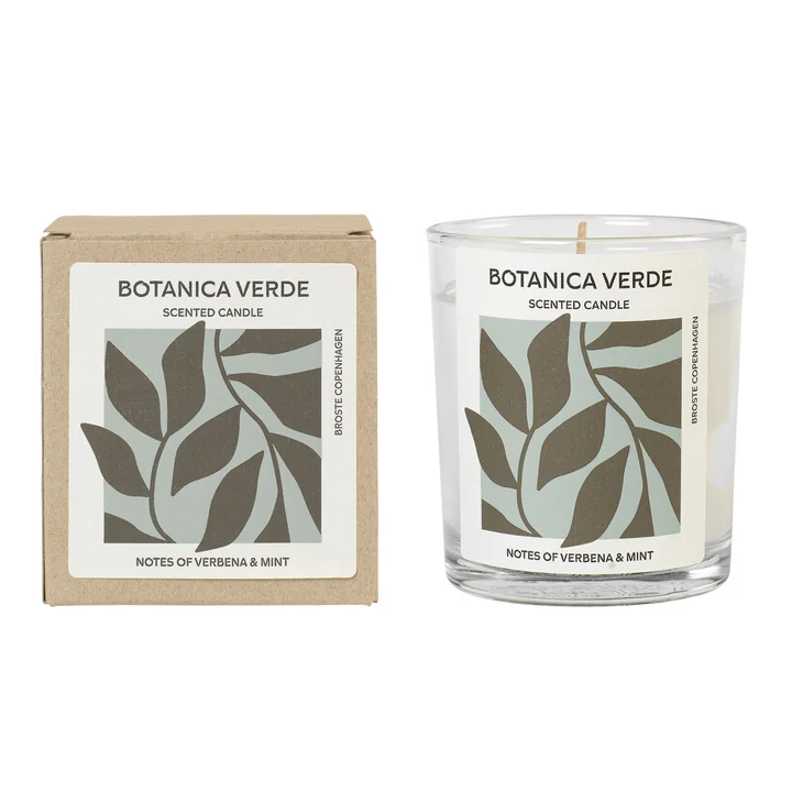 Broste Copenhagen - Botanica Verde scented candle, Ø 7.4 x H 8.3 cm, white