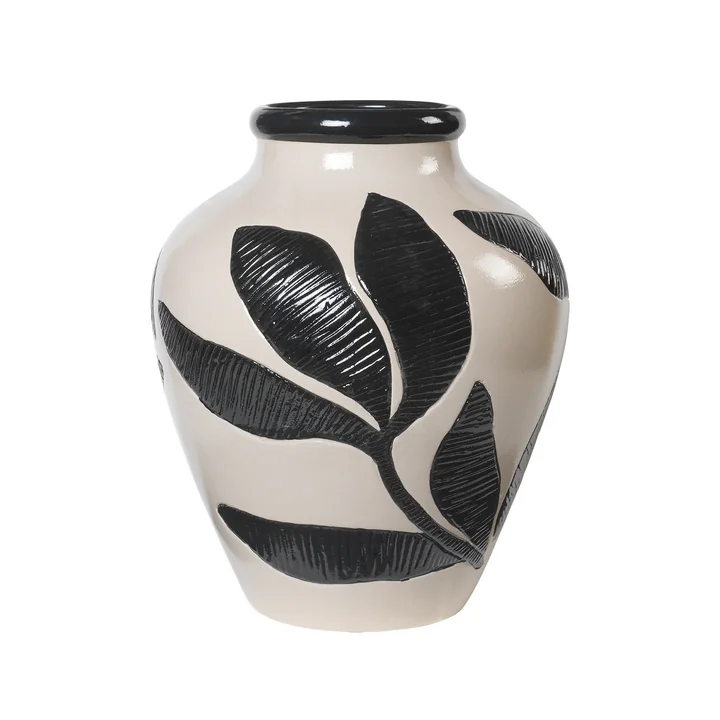 Broste Copenhagen - Herbert Vase Ø 33 x 40 cm, black / rainy day gray