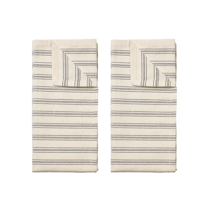 Broste Copenhagen - Karl Tea towel 50 x 70 cm, black / natural (set of 2)