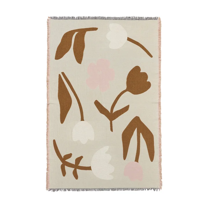 Broste Copenhagen - Rosita Blanket, 130 x 180 cm, golden brown / mauve pink