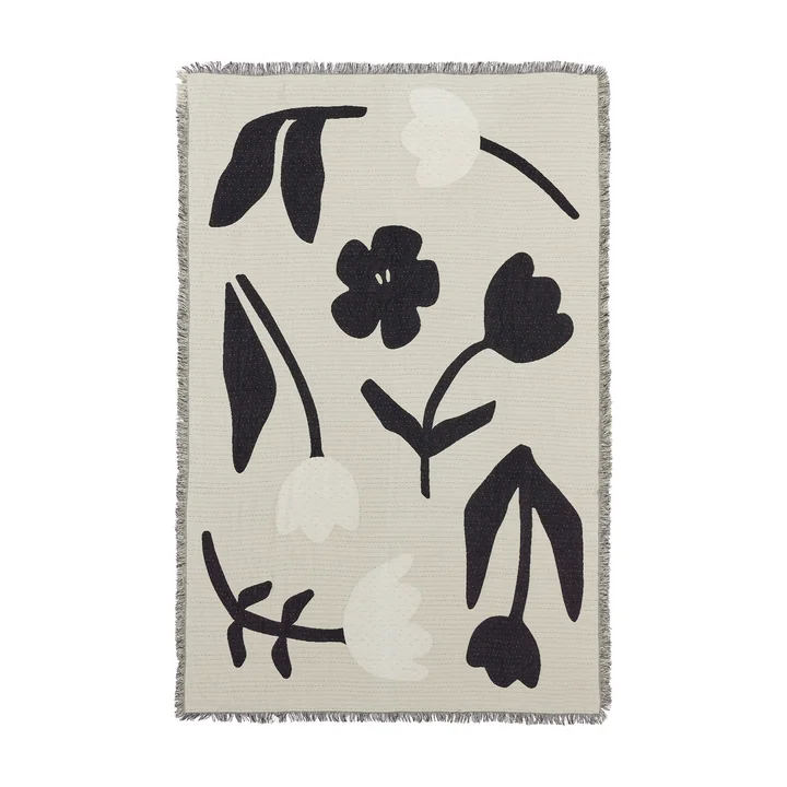 Broste Copenhagen - Rosita Blanket, 130 x 180 cm, black / off-white