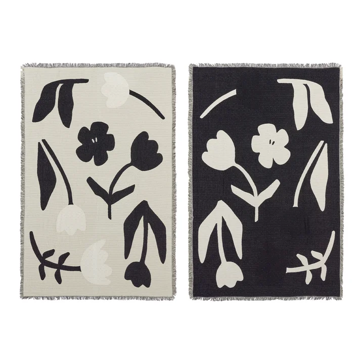 Broste Copenhagen - Rosita Blanket, 130 x 180 cm, black / off-white