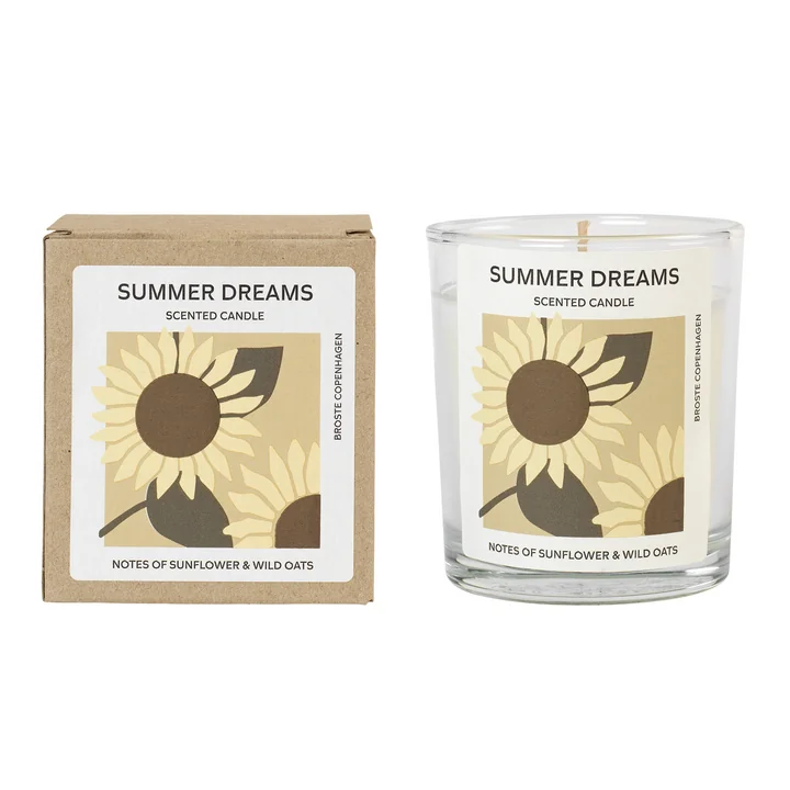 Broste Copenhagen - Summer Dreams scented candle, Ø 7.4 x H 8.3 cm, white