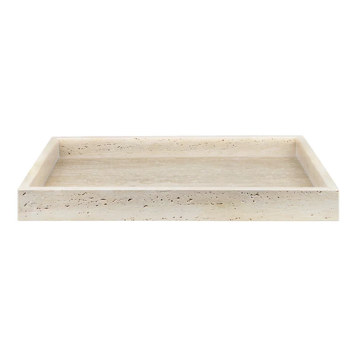 Mette Ditmer - Travertine tray, 30 x 40 cm, linen