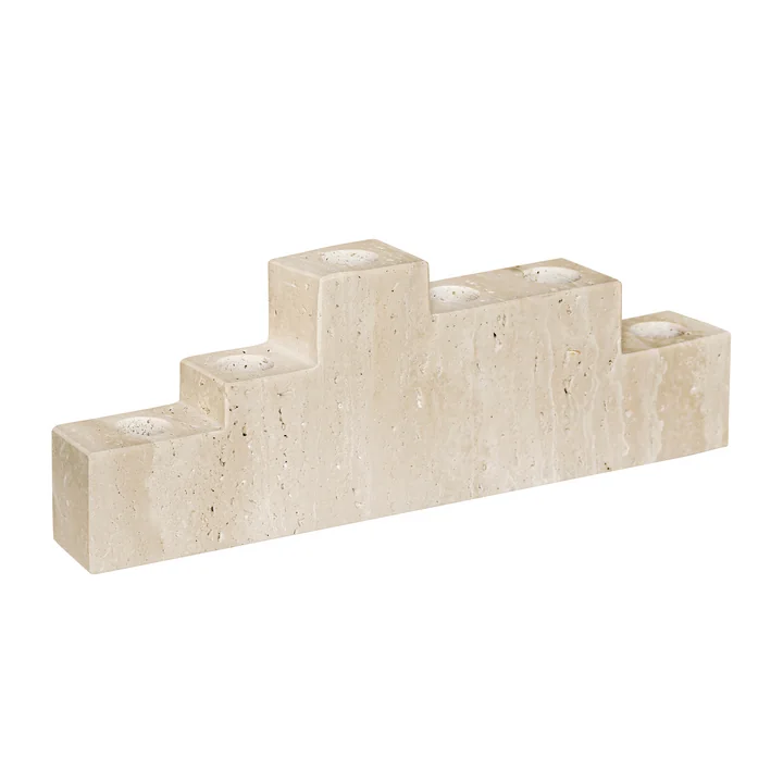 Mette Ditmer - Step candle holder, six travertine, linen