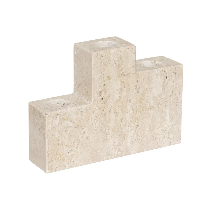 Mette Ditmer - Step candle holder, trio Travertine, linen