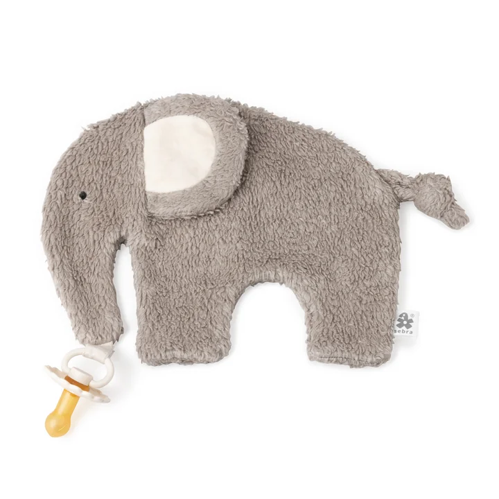 Sebra - Cuddle cloth and pacifier holder, elephant, gray