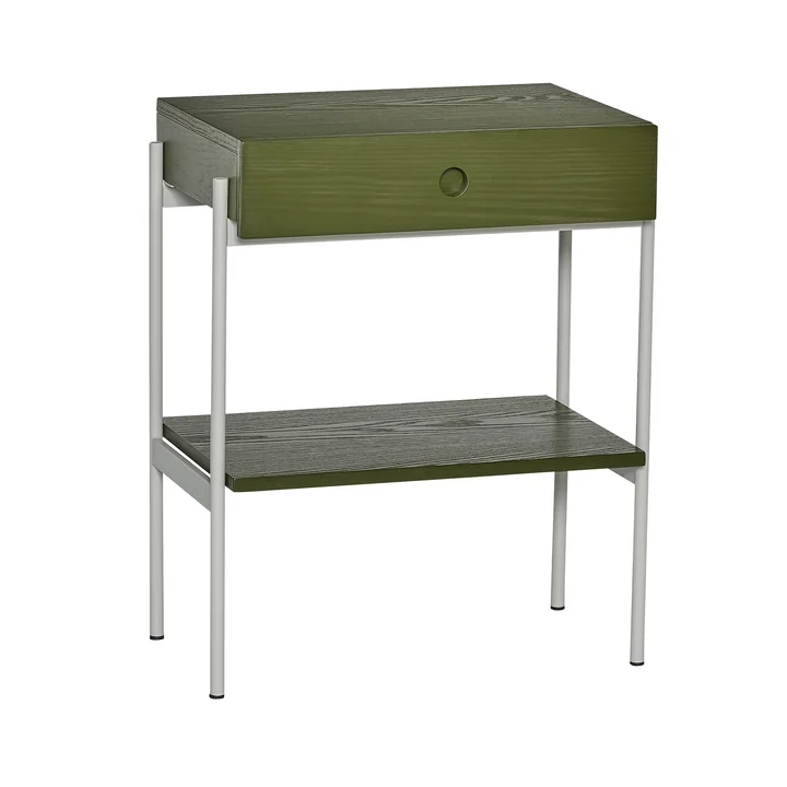 Hübsch Interior - Noir bedside table, green / cream white
