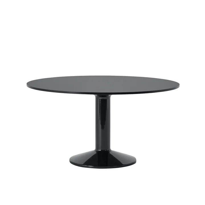 Midst Dining table, Ø 140 cm, linoleum black / black by Muuto