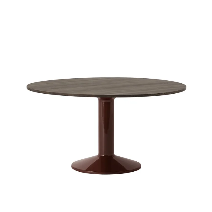 Midst Dining table, Ø 140 cm, dark oiled oak / dark red from Muuto