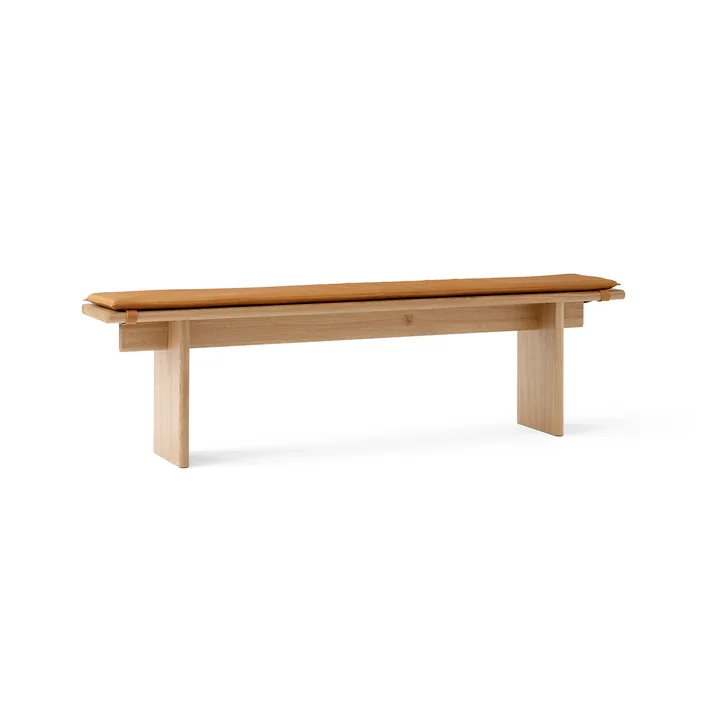 & Tradition - Ita OS5 Bench, 170 cm, oak with seat cushion, cognac (Noble leather)