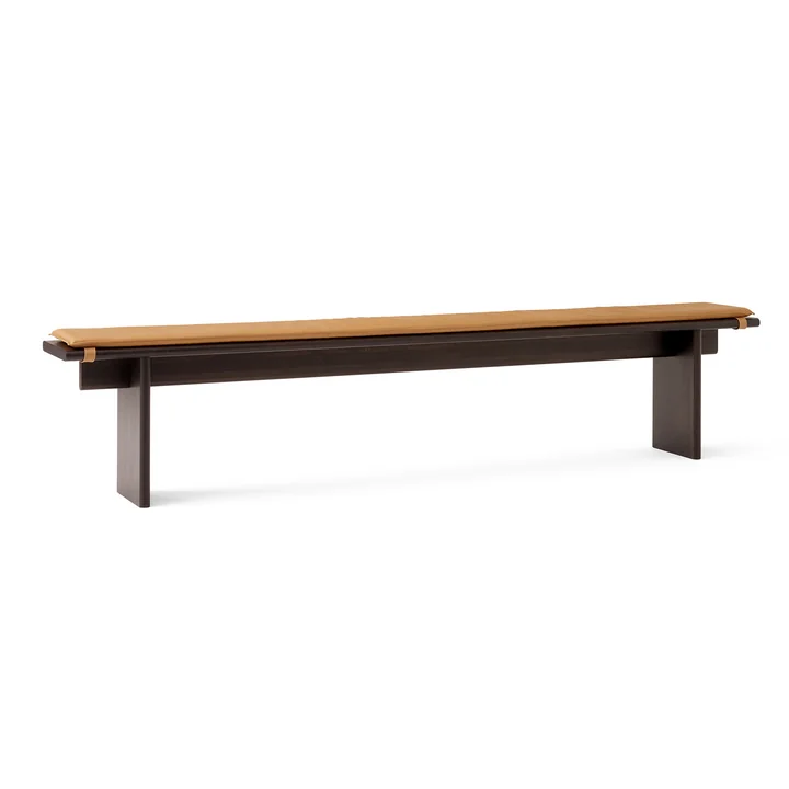 & Tradition - Ita OS6 Bench, 230 cm, dark stained oak with seat cushion, cognac (Noble leather)